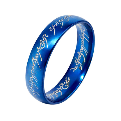 ORION SCRIPT - Blue - Pure Stainless Steel Men’s Blue - Plated Ring (Size : 18-22-27) - THE MEN THING