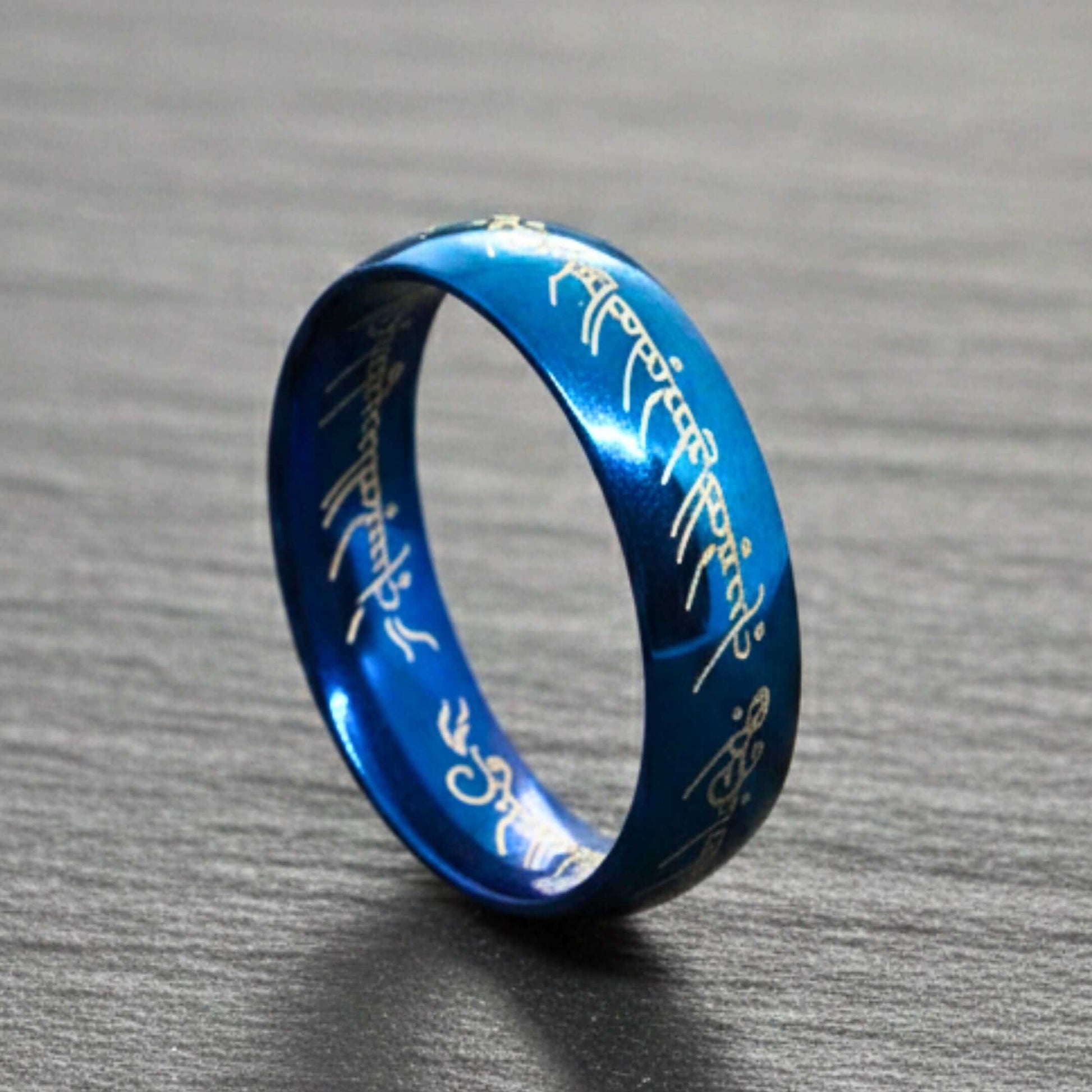 ORION SCRIPT - Blue - Pure Stainless Steel Men’s Blue - Plated Ring (Size : 18-22-27) - THE MEN THING