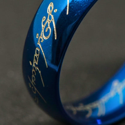 ORION SCRIPT - Blue - Pure Stainless Steel Men’s Blue - Plated Ring (Size : 18-22-27) - THE MEN THING