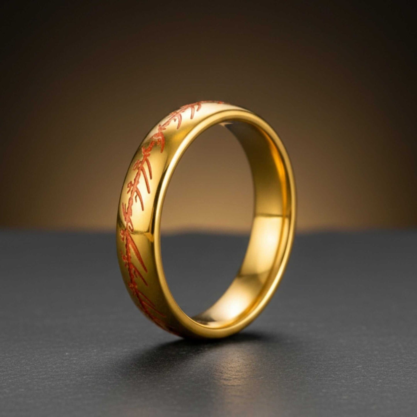 ORION SCRIPT - Golden OrangeText - Pure Stainless Steel Men’s Ring for Men & Boys (Size : 18-29) - THE MEN THING