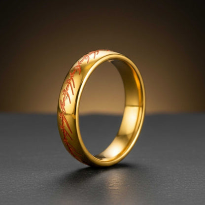 ORION SCRIPT - Golden OrangeText - Pure Stainless Steel Men’s Ring for Men & Boys (Size : 18-29) - THE MEN THING