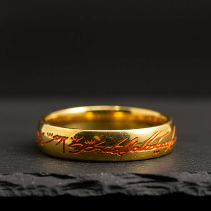 ORION SCRIPT - Golden OrangeText - Pure Stainless Steel Men’s Ring for Men & Boys (Size : 18-29) - THE MEN THING