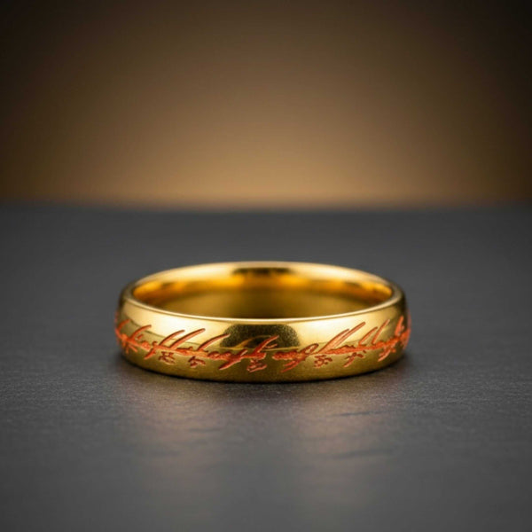 ORION SCRIPT - Golden OrangeText - Pure Stainless Steel Men’s Ring for Men & Boys (Size : 18-29)