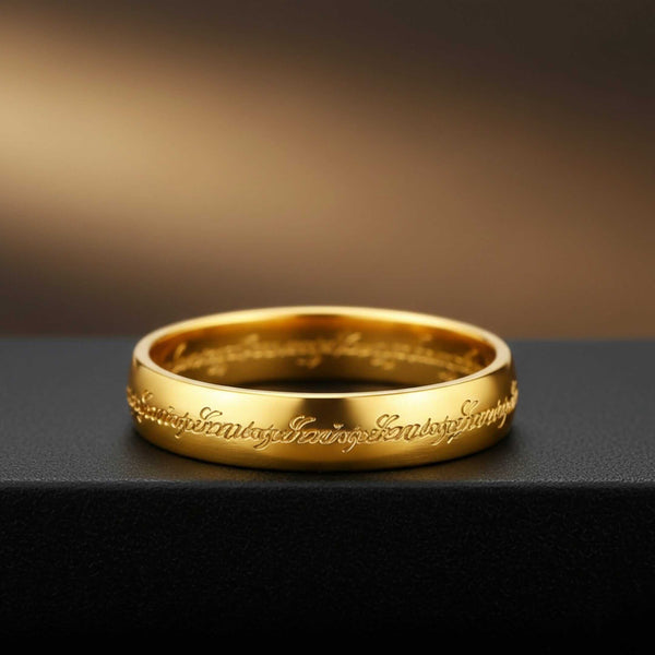 ORION SCRIPT - Golden- Pure Stainless Steel Men’s Ring for Men & Boys (Size : 17-22-26)