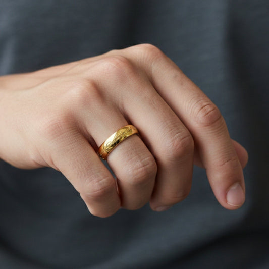 ORION SCRIPT - Golden- Pure Stainless Steel Men’s Ring for Men & Boys (Size : 17-22-26) - THE MEN THING