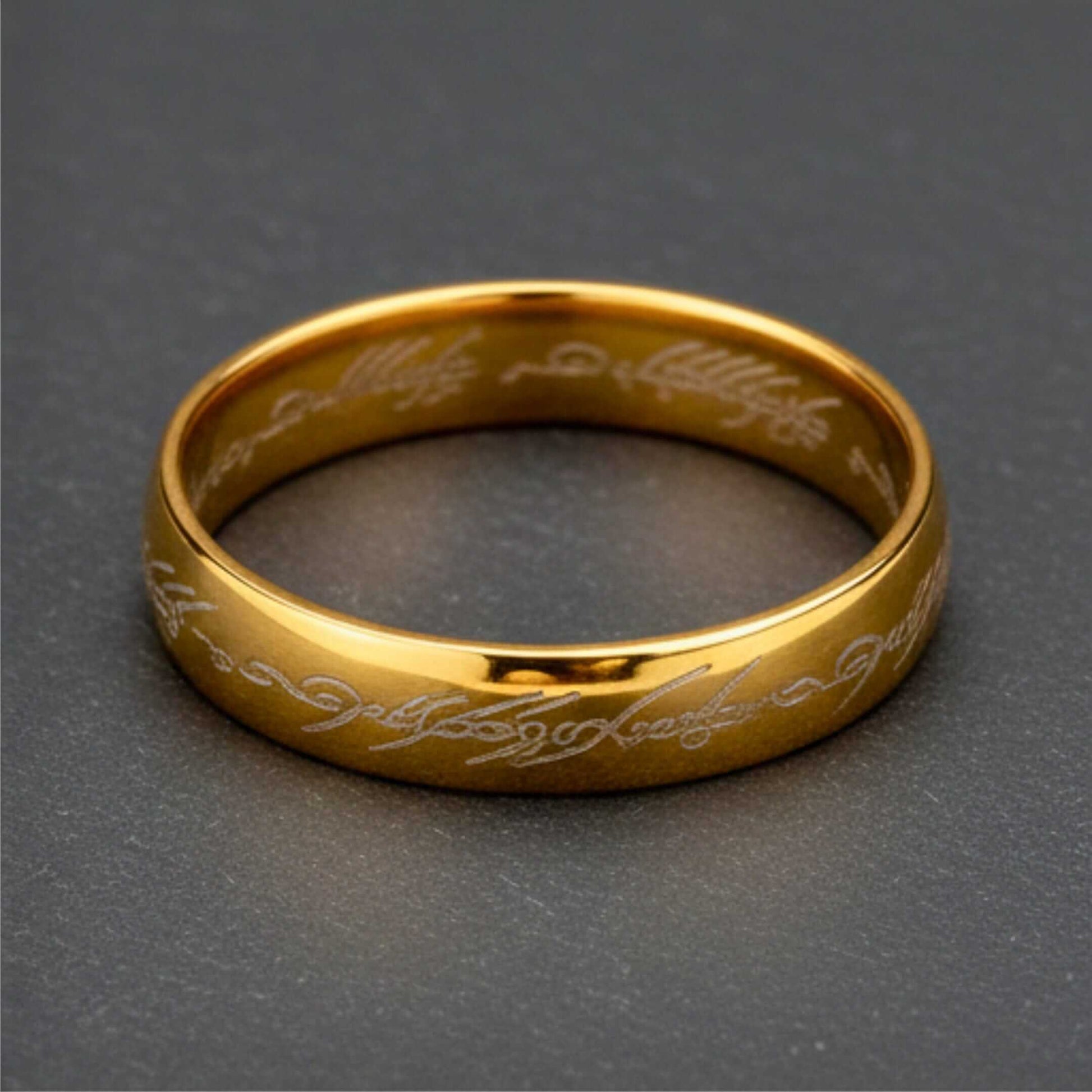 ORION SCRIPT - Golden White Text- Pure Stainless Steel Men’s Ring for Men & Boys (Size : 18-22-27) — Rings for Men | THE MEN THING