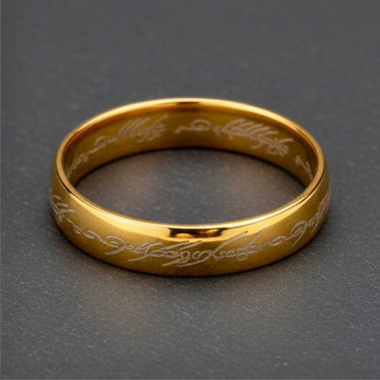 ORION SCRIPT - Golden White Text- Pure Stainless Steel Men’s Ring for Men & Boys (Size : 18-22-27) — Rings for Men | THE MEN THING