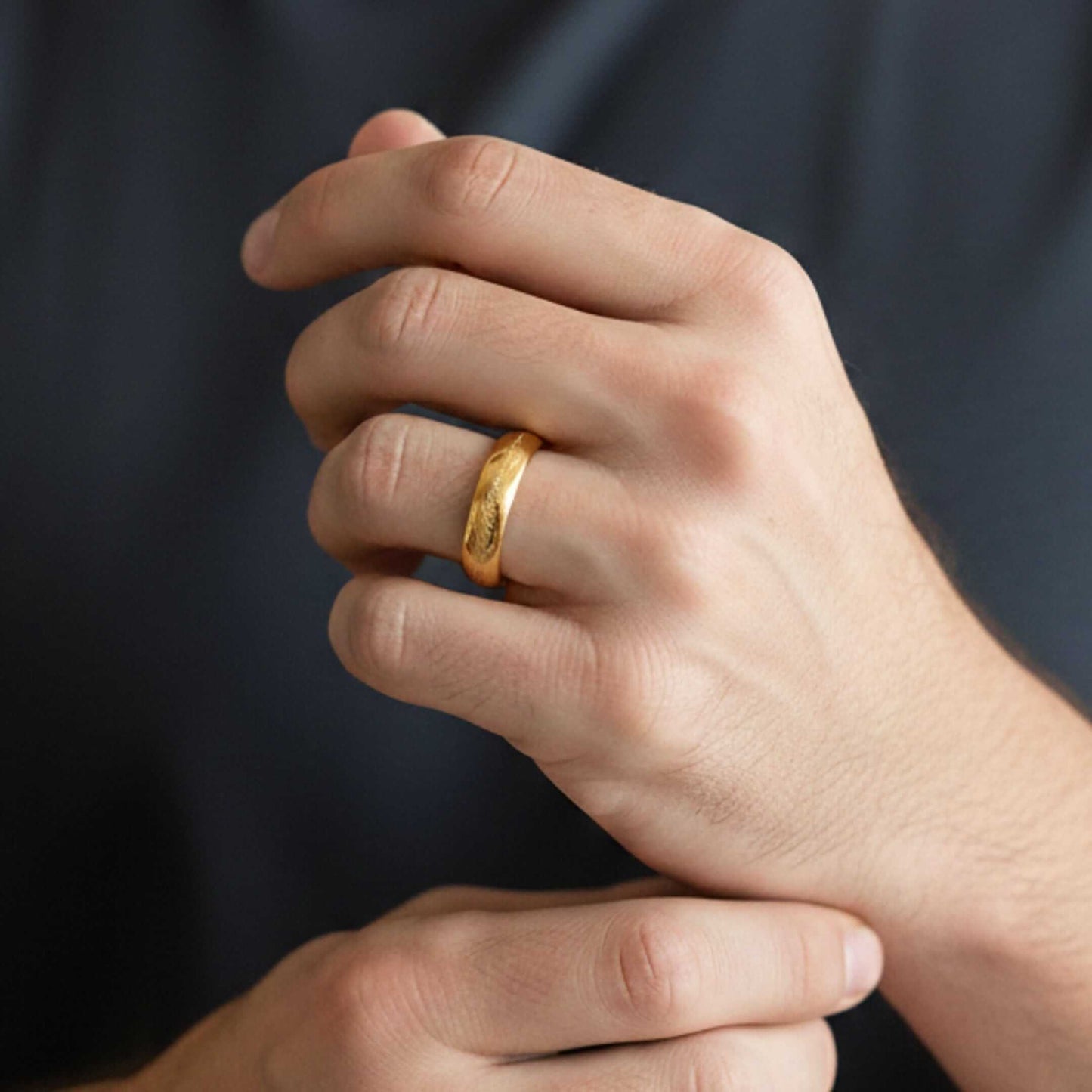 ORION SCRIPT - Golden White Text- Pure Stainless Steel Men’s Ring for Men & Boys (Size : 18-22-27) — Rings for Men | THE MEN THING
