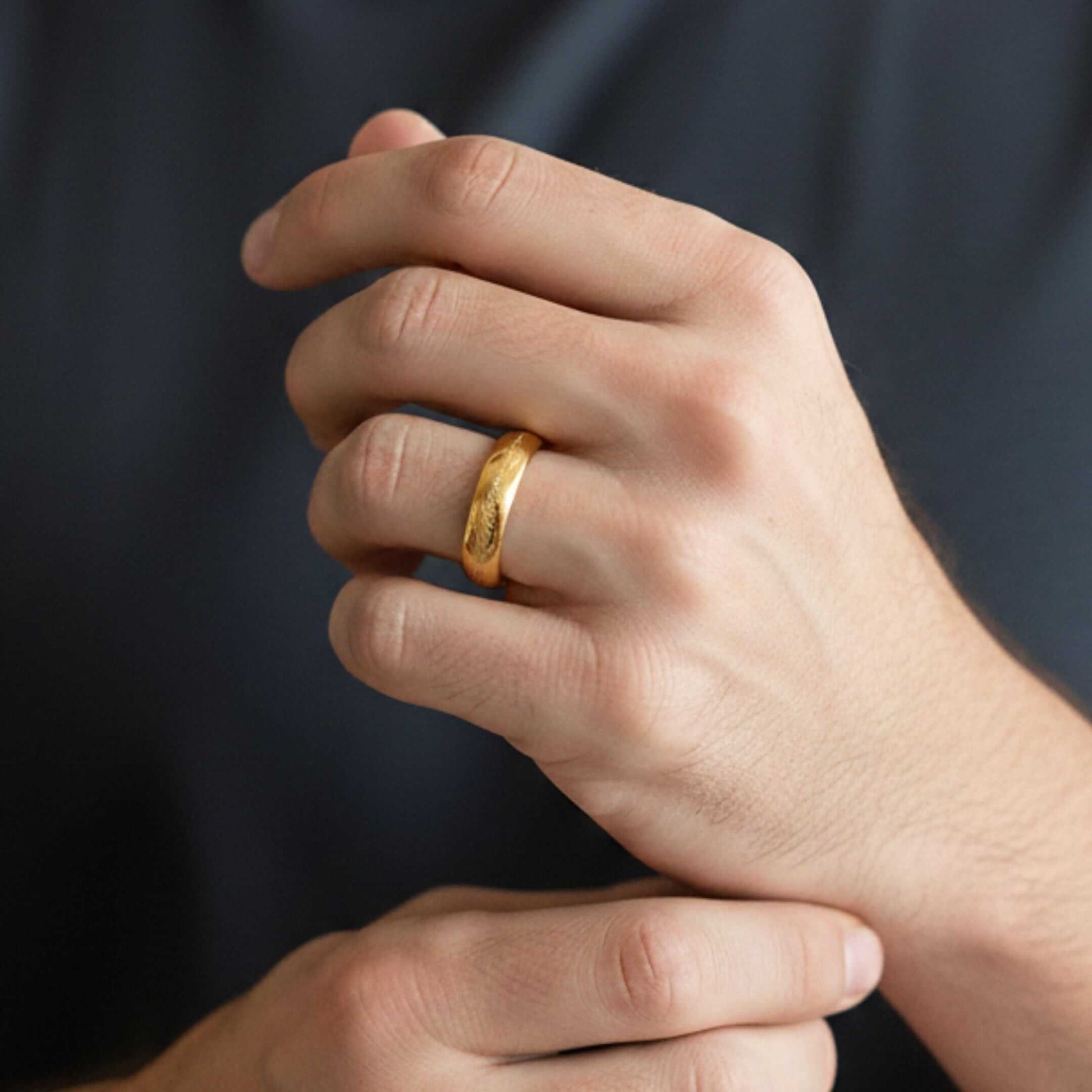 ORION SCRIPT - Golden White Text- Pure Stainless Steel Men’s Ring for Men & Boys (Size : 18-22-27) — Rings for Men | THE MEN THING