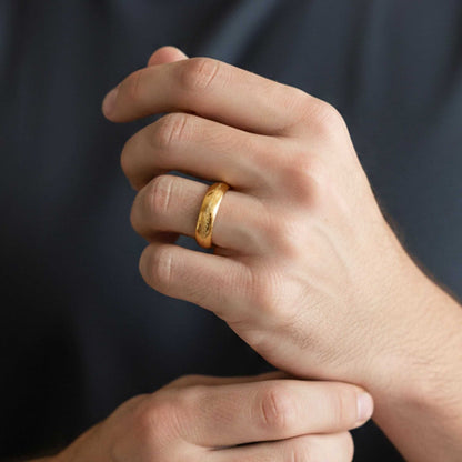 ORION SCRIPT - Golden White Text- Pure Stainless Steel Men’s Ring for Men & Boys (Size : 18-22-27) — Rings for Men | THE MEN THING
