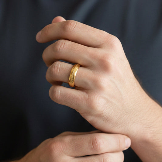 ORION SCRIPT - Golden White Text- Pure Stainless Steel Men’s Ring for Men & Boys (Size : 18-22-27) - THE MEN THING
