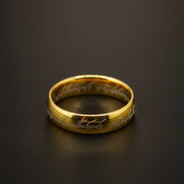 ORION SCRIPT - Golden White Text- Pure Stainless Steel Men’s Ring for Men & Boys (Size : 18-22-27)