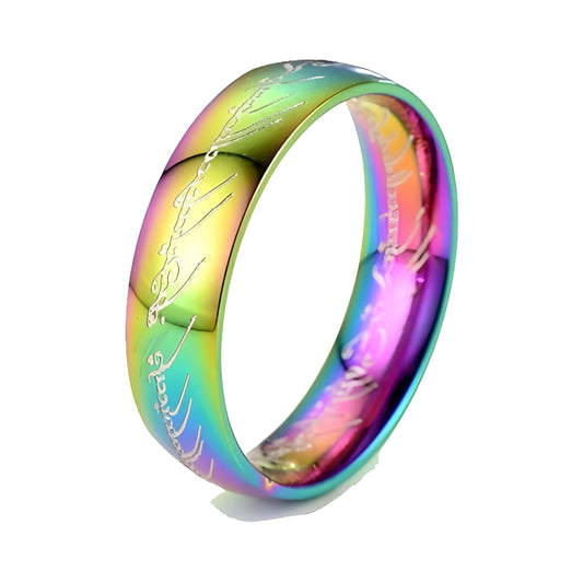 ORION SCRIPT - Multicolor - Pure Stainless Steel Men’s Multicolor - Plated Ring (Size : 17-23-29) - THE MEN THING
