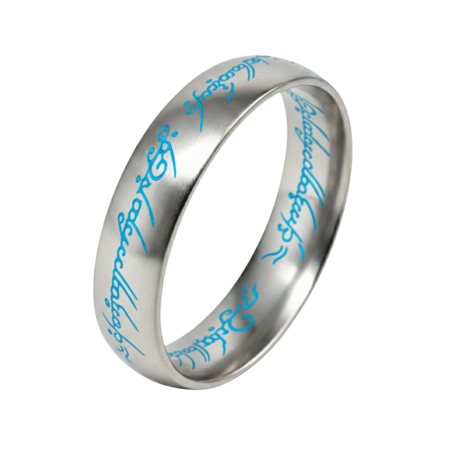 ORION SCRIPT - Steel Blue - Pure Stainless Steel Men’s Ring for Men & Boys (Size : 18-23-29) - THE MEN THING
