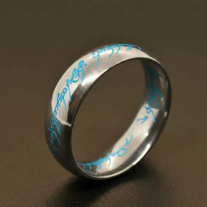 ORION SCRIPT - Steel Blue - Pure Stainless Steel Men’s Ring for Men & Boys (Size : 18-23-29) - THE MEN THING