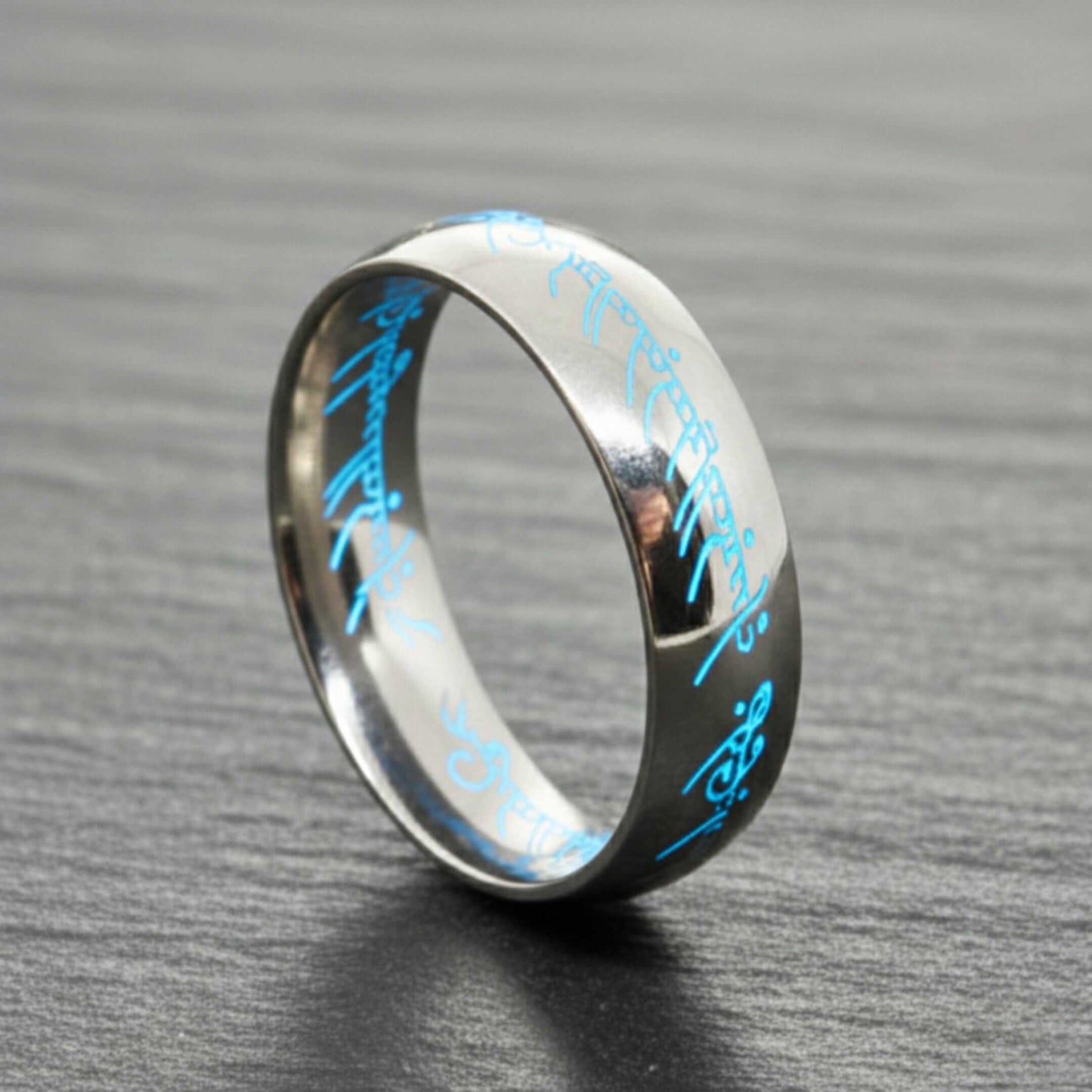 ORION SCRIPT - Steel Blue - Pure Stainless Steel Men’s Ring for Men & Boys (Size : 18-23-29) - THE MEN THING