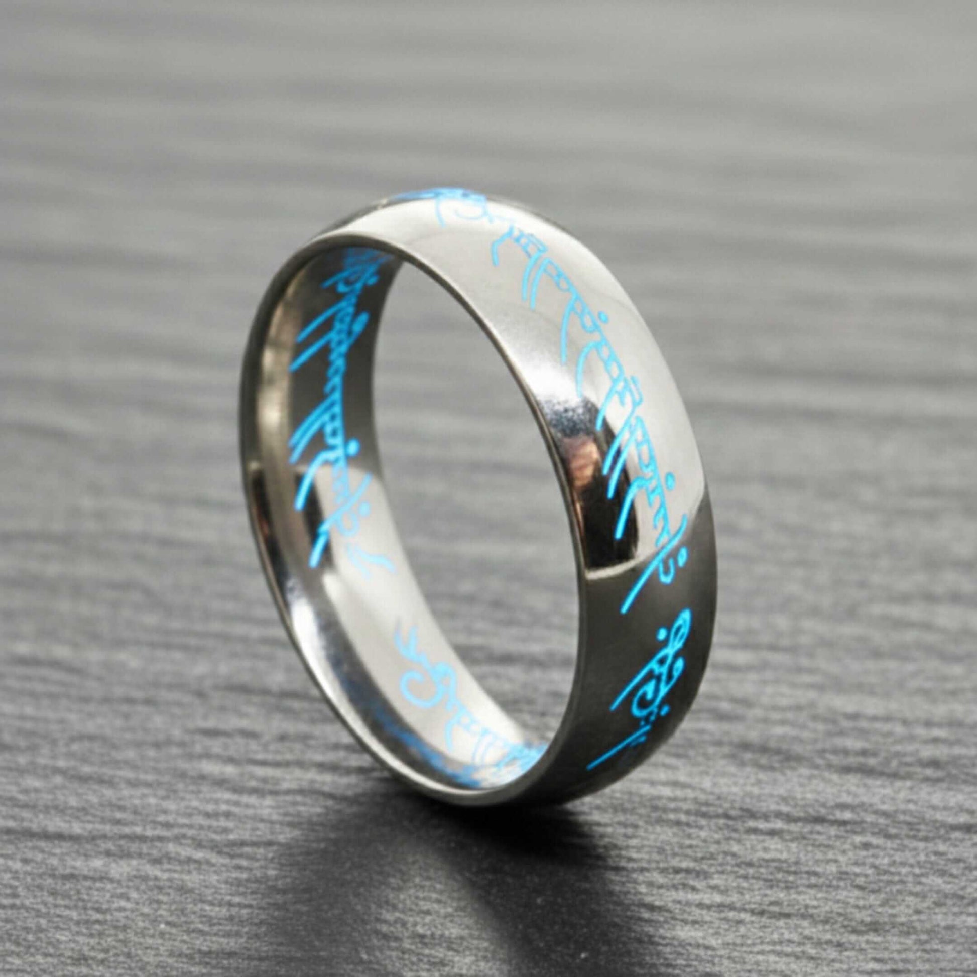 ORION SCRIPT - Steel Blue - Pure Stainless Steel Men’s Ring for Men & Boys (Size : 18-23-29) - THE MEN THING