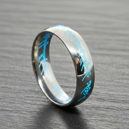 ORION SCRIPT - Steel Blue - Pure Stainless Steel Men’s Ring for Men & Boys (Size : 18-23-29) - THE MEN THING