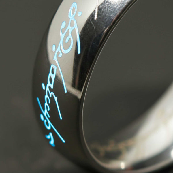 ORION SCRIPT - Steel Blue - Pure Stainless Steel Men’s Ring for Men & Boys (Size : 18-23-29)