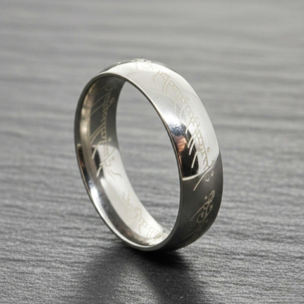 ORION SCRIPT - Steel - Pure Stainless Steel Men’s Ring for Men & Boys (Size : 18-22-27-29)