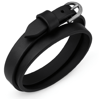 OUTBACK BLACK - Genuine Leather Adjustable Cuff Bracelet with Stainless Steel Hook for Men & Boys - THE MEN THING