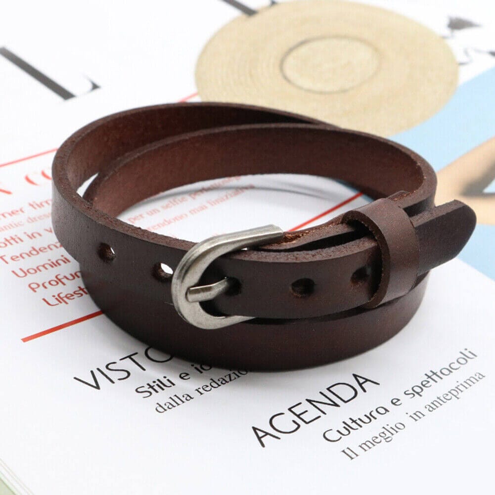 OUTBACK BROWN - Genuine Leather Adjustable Cuff Bracelet with Stainless Steel Hook for Men & Boys - THE MEN THING