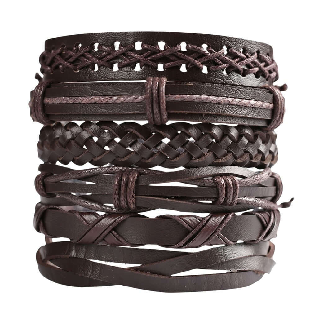 OUTLANDER WRAP - 6 Pcs Genuine Leather Adjustable Bracelet for Men & Boys — Leather Bracelet for Men | THE MEN THING