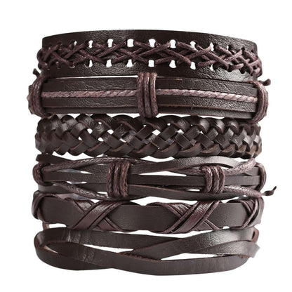 OUTLANDER WRAP - 6 Pcs Genuine Leather Adjustable Bracelet for Men & Boys — Leather Bracelet for Men | THE MEN THING