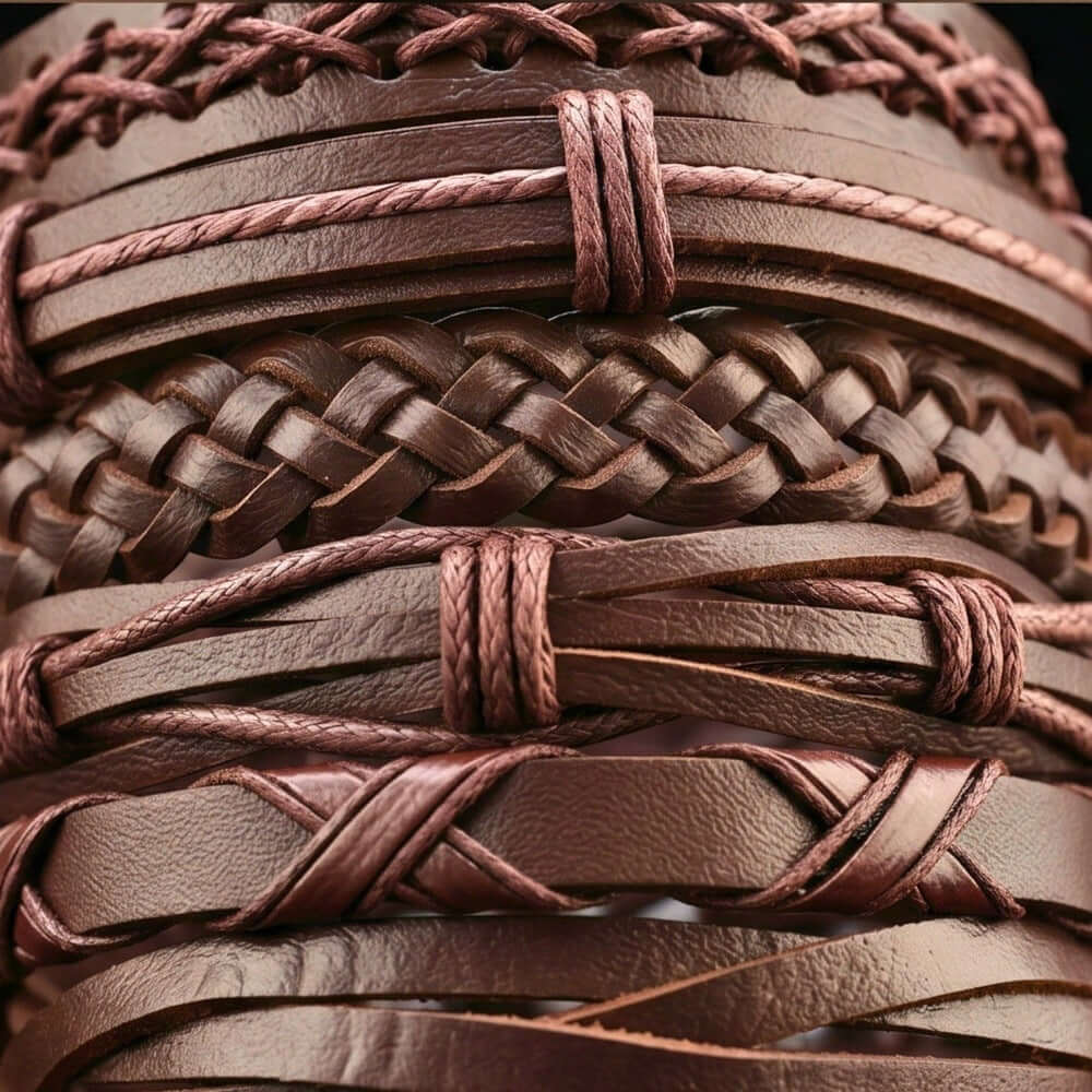 OUTLANDER WRAP - 6 Pcs Genuine Leather Adjustable Bracelet for Men & Boys — Leather Bracelet for Men | THE MEN THING