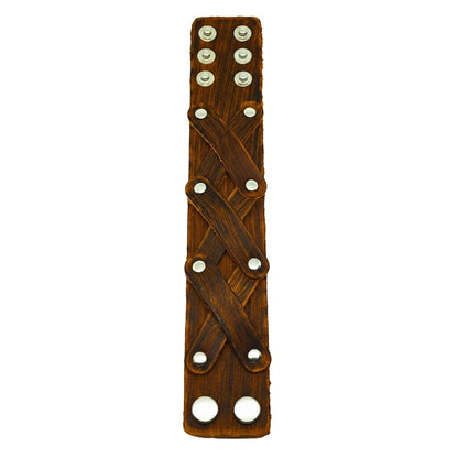 OUTLAW CRISS - 40mm Brown Genuine Leather Adjustable Bracelet for Men & Boys (9.5 inch) - THE MEN THING