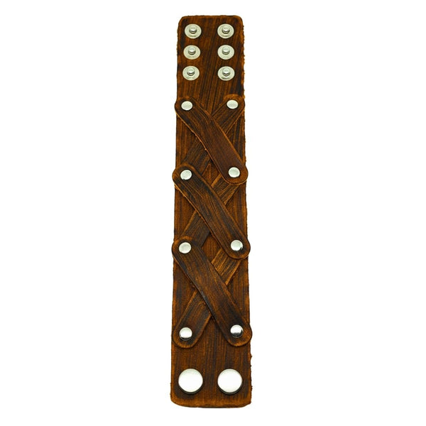 OUTLAW CRISS - 40mm Brown Genuine Leather Adjustable Bracelet for Men & Boys (9.5 inch)