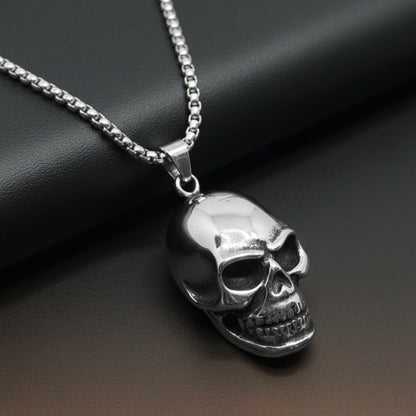 OUTLAW SKULL - 23mm Titanium Steel Pendant with 24inch Round Box 5mm Chain for Men & Boys - THE MEN THING