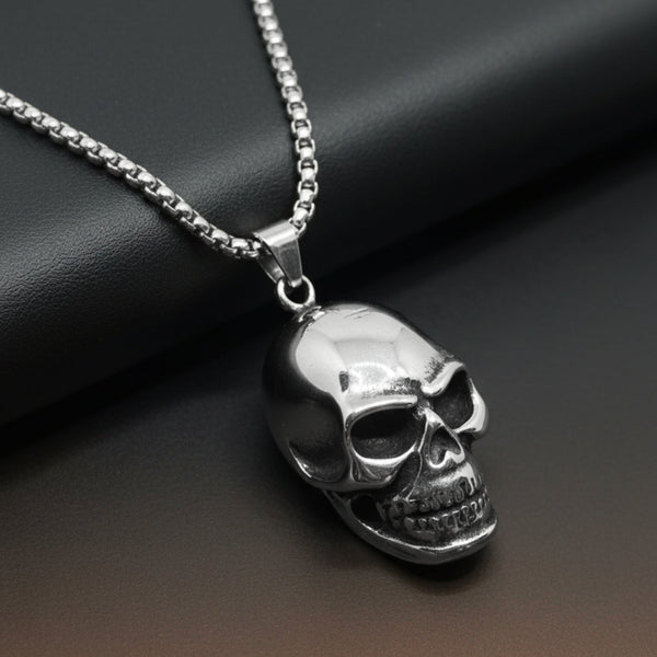 OUTLAW SKULL - 23mm Titanium Steel Pendant with 24inch Round Box 5mm Chain for Men & Boys