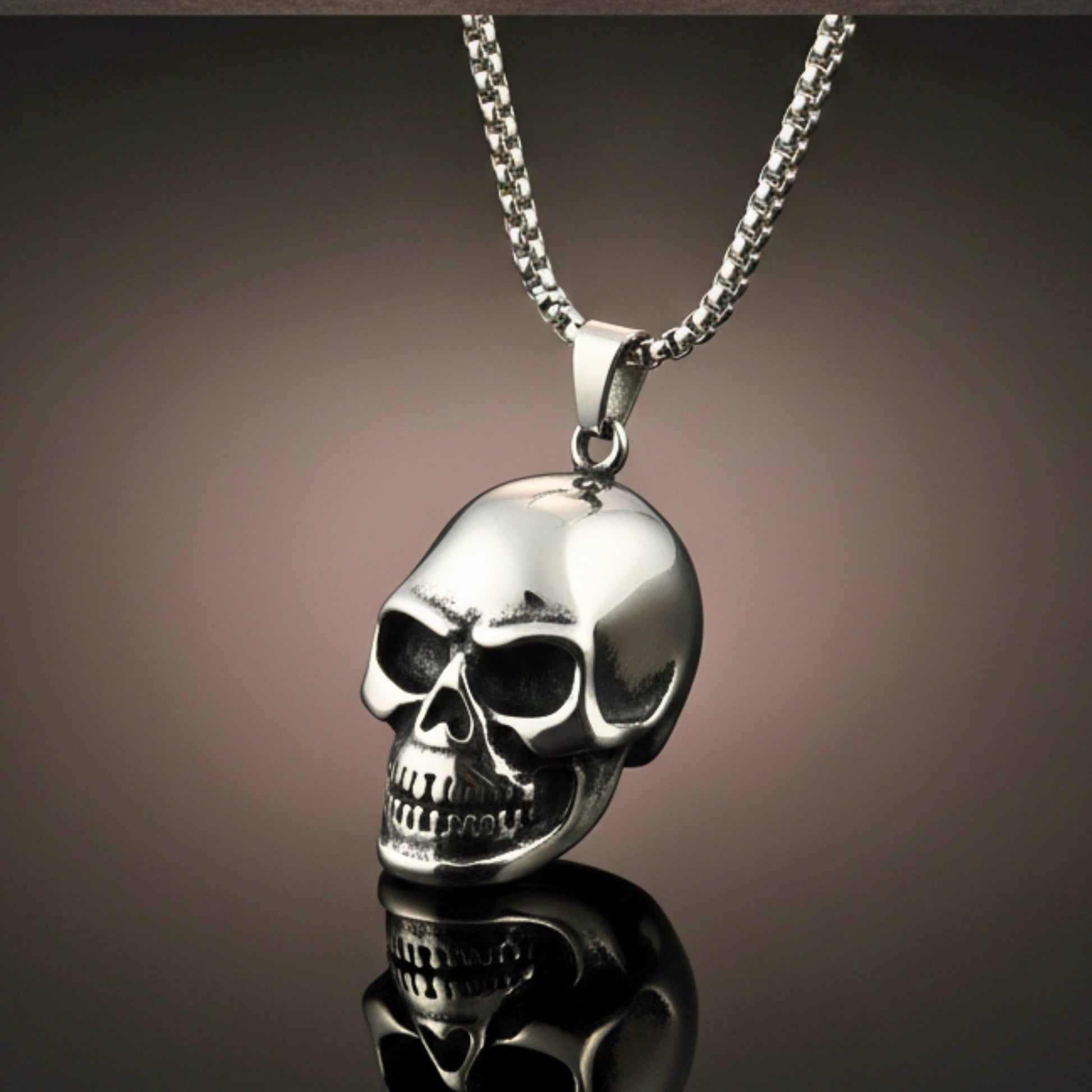 OUTLAW SKULL - 23mm Titanium Steel Pendant with 24inch Round Box 5mm Chain for Men & Boys - THE MEN THING