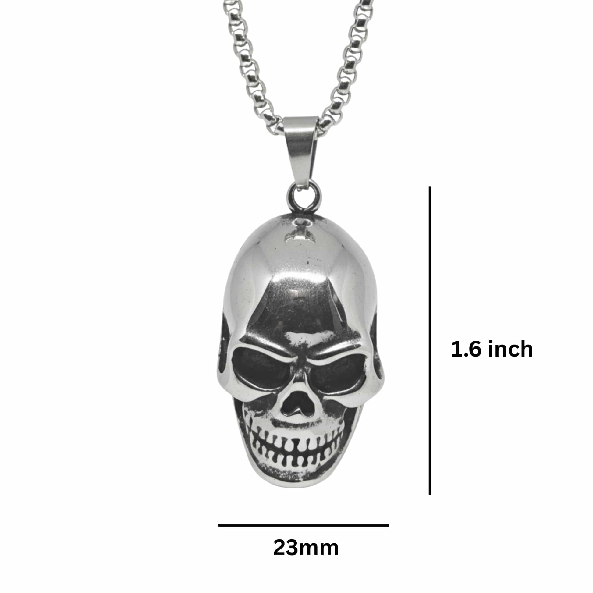 OUTLAW SKULL - 23mm Titanium Steel Pendant with 24inch Round Box 5mm Chain for Men & Boys - THE MEN THING