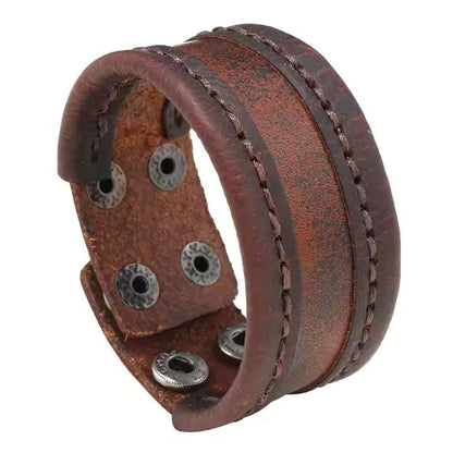 OUTLAW WRAP BROWN - Genuine Braided Leather Bracelet Set for Men & Boys (8 inch) - THE MEN THING