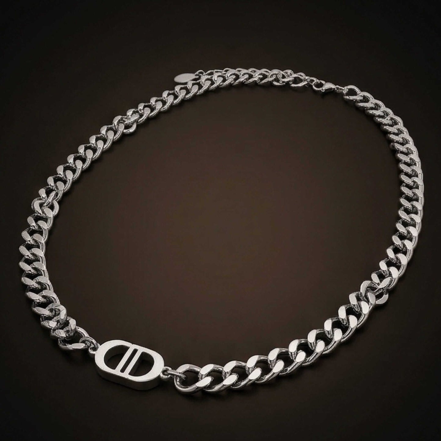 OVAL BAR CONNECTOR - 11mm Pure Titanium Steel Pendant with 19 to 21inch Adjustable Cube 9mm Chain for Men & Boys — SS Pendant/ Necklace for Men | THE MEN THING
