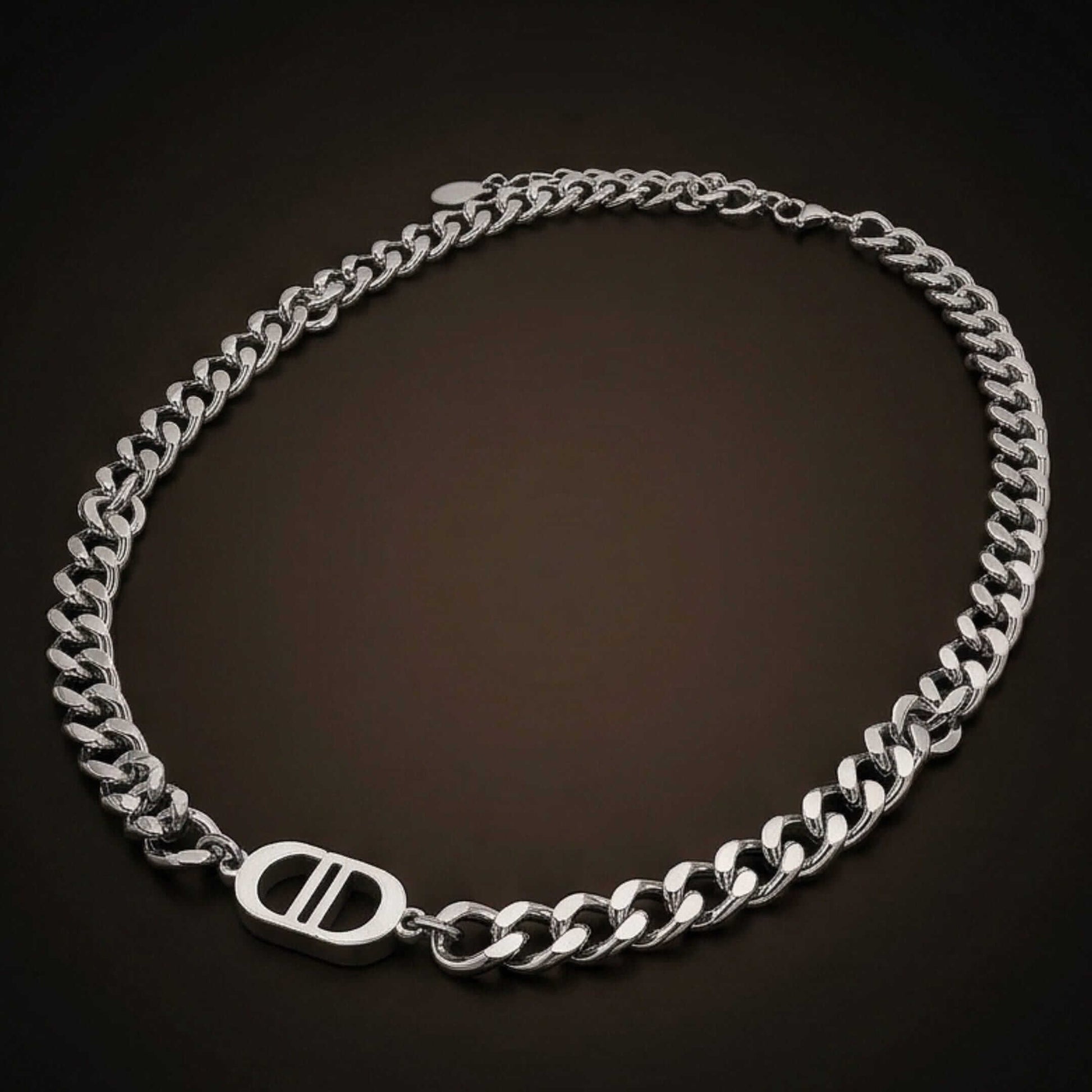 OVAL BAR CONNECTOR - 11mm Pure Titanium Steel Pendant with 19 to 21inch Adjustable Cube 9mm Chain for Men & Boys — SS Pendant/ Necklace for Men | THE MEN THING
