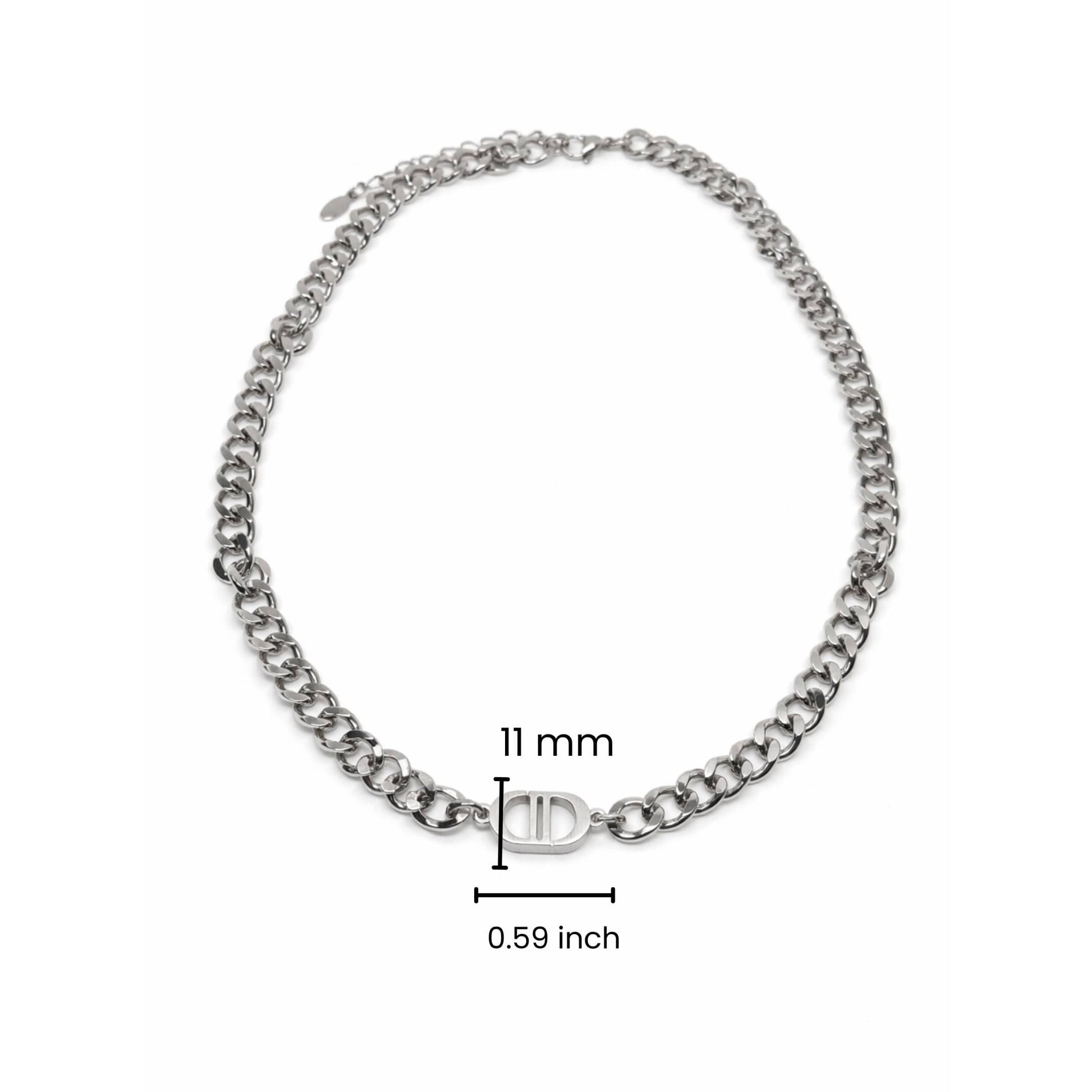 OVAL BAR CONNECTOR - 11mm Pure Titanium Steel Pendant with 19 to 21inch Adjustable Cube 9mm Chain for Men & Boys — SS Pendant/ Necklace for Men | THE MEN THING