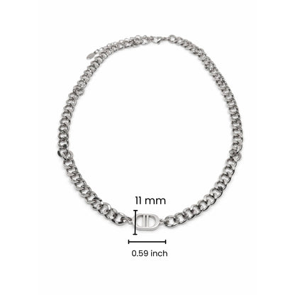 OVAL BAR CONNECTOR - 11mm Pure Titanium Steel Pendant with 19 to 21inch Adjustable Cube 9mm Chain for Men & Boys — SS Pendant/ Necklace for Men | THE MEN THING