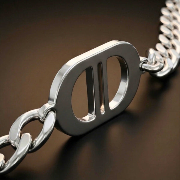 OVAL CORE - 26mm Titanium Steel Pendant with 18 to 20 inch Adjustable 7mm Chain for Men & Boys