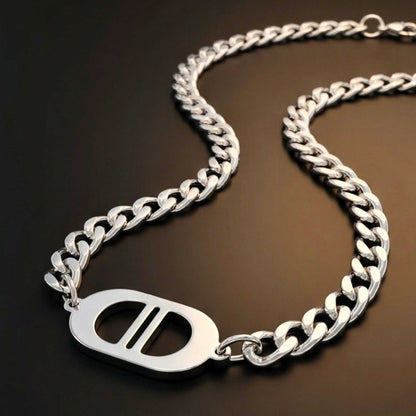 OVAL CORE - 26mm Titanium Steel Pendant with 18 to 20 inch Adjustable 7mm Chain for Men & Boys — SS Pendant/ Necklace for Men | THE MEN THING