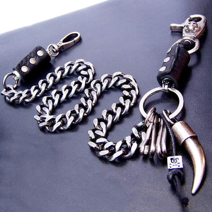 OX HORN BULLET CHAIN - Pure Titanium Steel Wallet Bullet Biker Chain For Jeans with Lobster Clasps for Men & Boys -21 inch - THE MEN THING