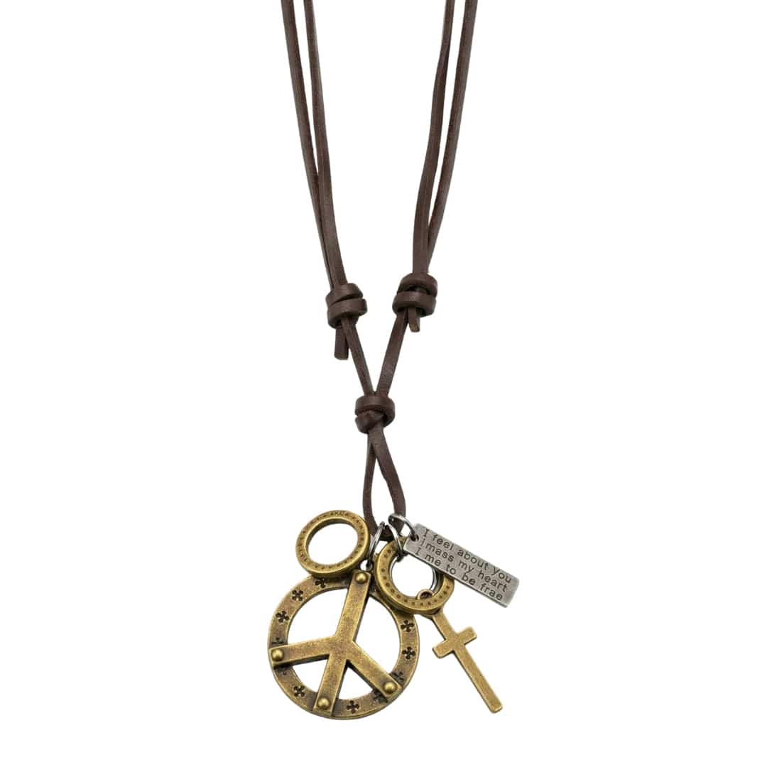 PEACE OF CROSS – 1.2-Inch Pure Stainless Steel Pendant with Adjustable Leather Rope for Men & Boys - THE MEN THING