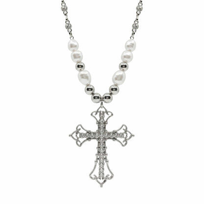 PEARL CROSS - 39mm Titanium Steel Pendant with 22inch Necklace for Men & Boys — SS Pendant/ Necklace for Men | THE MEN THING