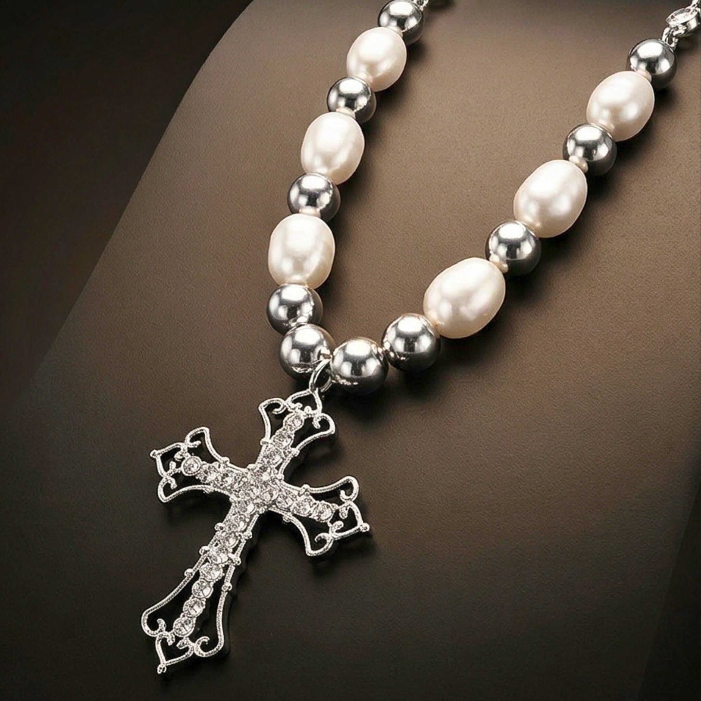 PEARL CROSS - 39mm Titanium Steel Pendant with 22inch Necklace for Men & Boys — SS Pendant/ Necklace for Men | THE MEN THING