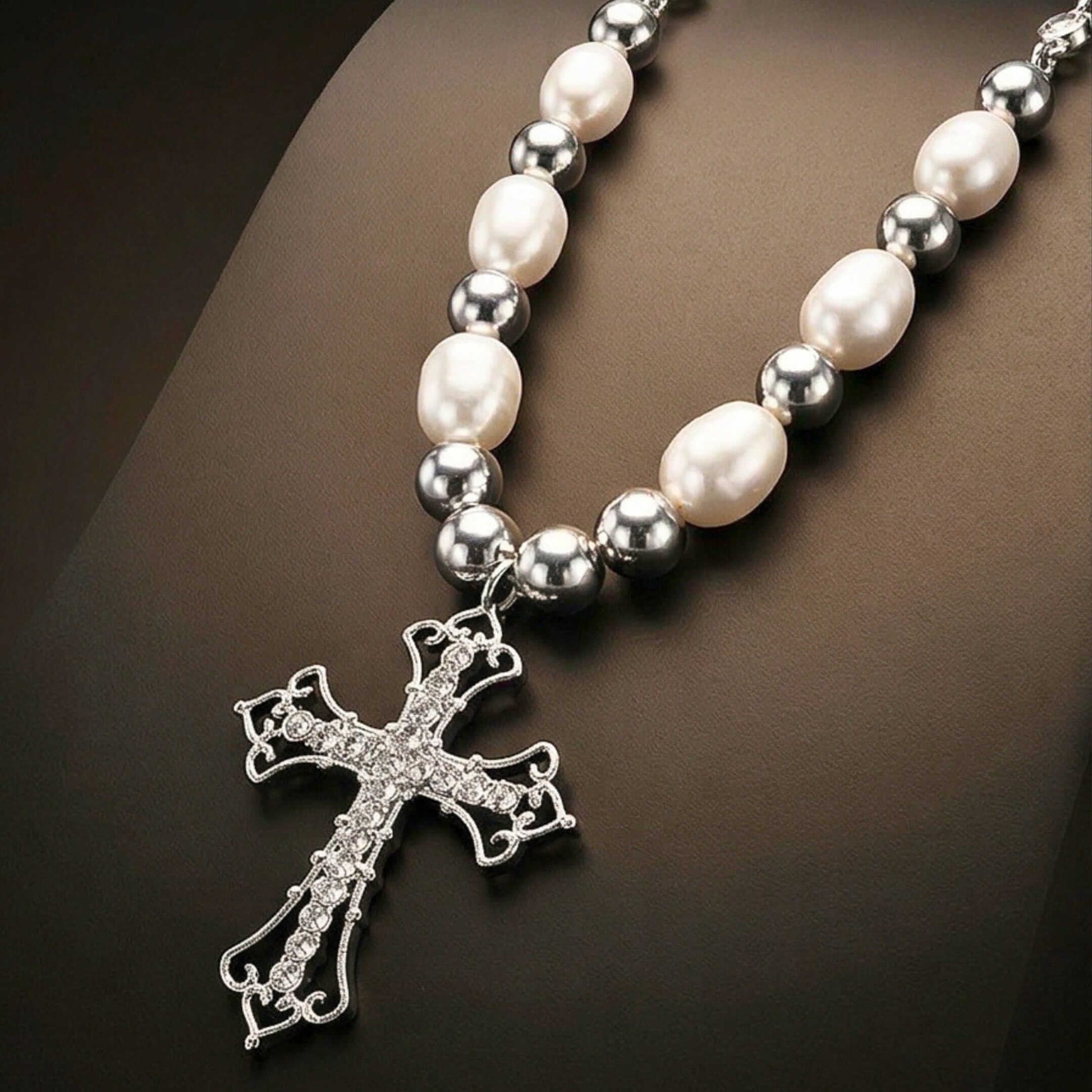 PEARL CROSS - 39mm Titanium Steel Pendant with 22inch Necklace for Men & Boys — SS Pendant/ Necklace for Men | THE MEN THING
