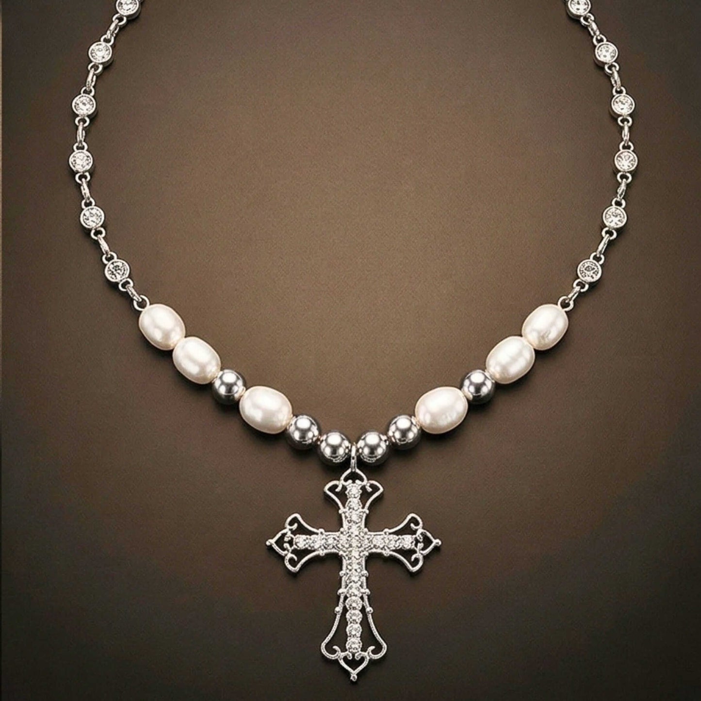 PEARL CROSS - 39mm Titanium Steel Pendant with 22inch Necklace for Men & Boys — SS Pendant/ Necklace for Men | THE MEN THING