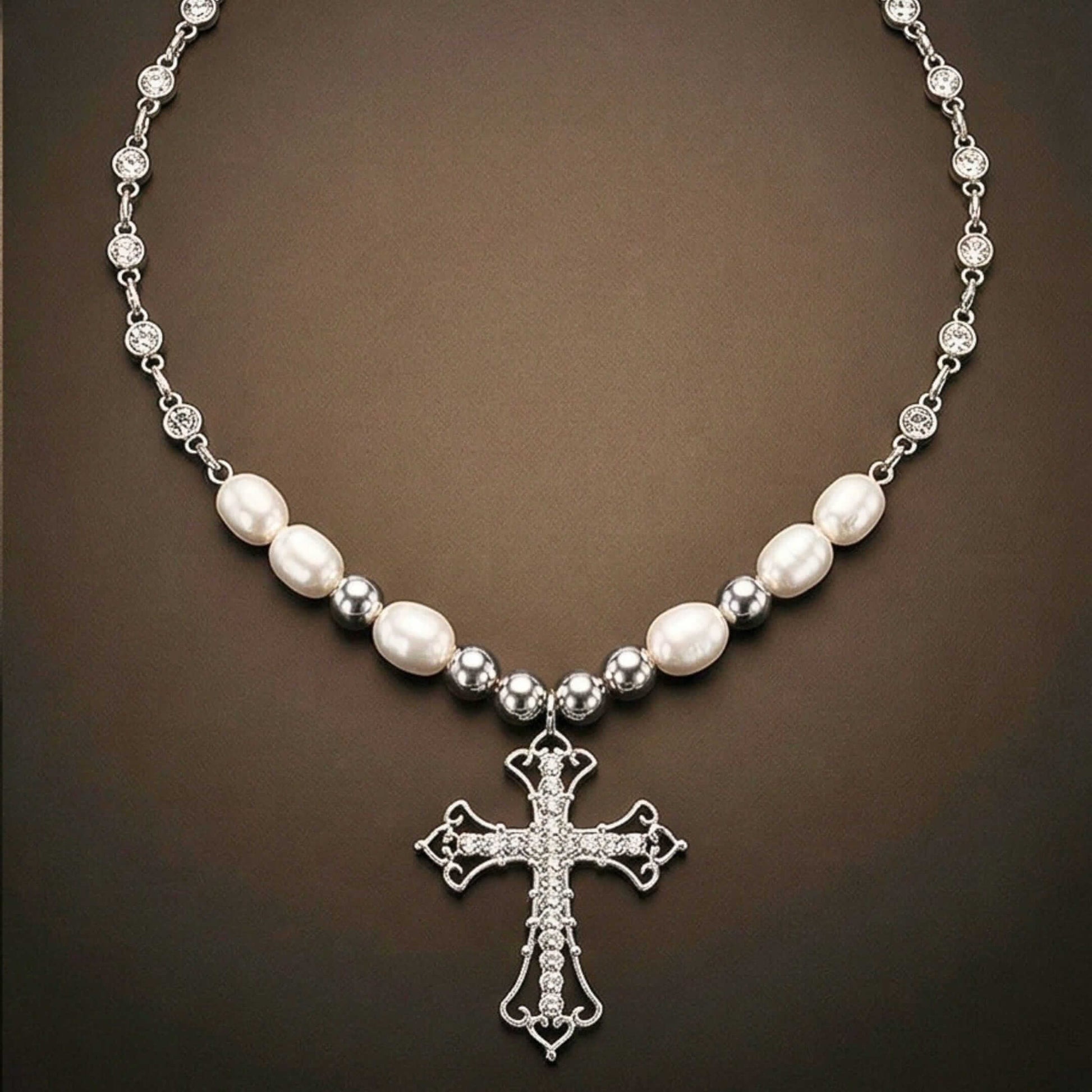 PEARL CROSS - 39mm Titanium Steel Pendant with 22inch Necklace for Men & Boys — SS Pendant/ Necklace for Men | THE MEN THING
