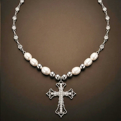 PEARL CROSS - 39mm Titanium Steel Pendant with 22inch Necklace for Men & Boys — SS Pendant/ Necklace for Men | THE MEN THING